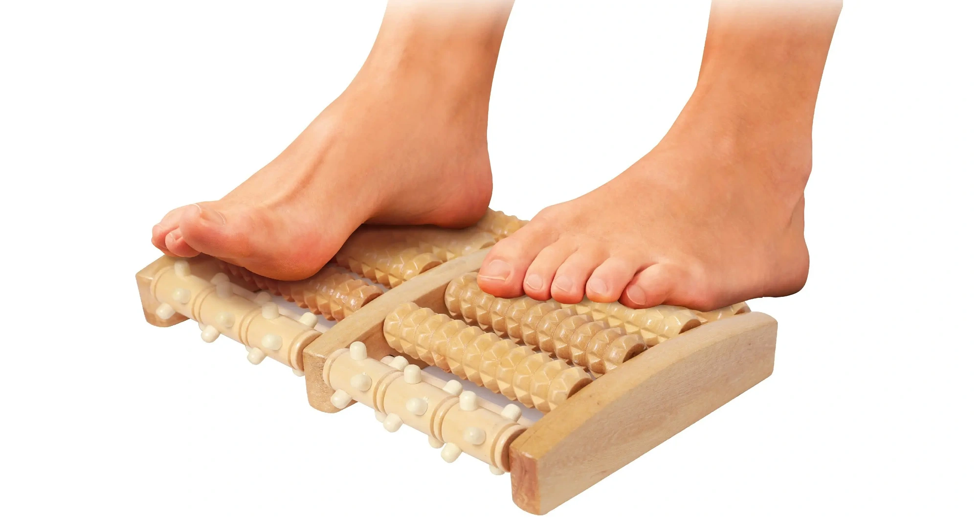 Crafting wooden foot massagers, designed for natural sole and foot relaxation.